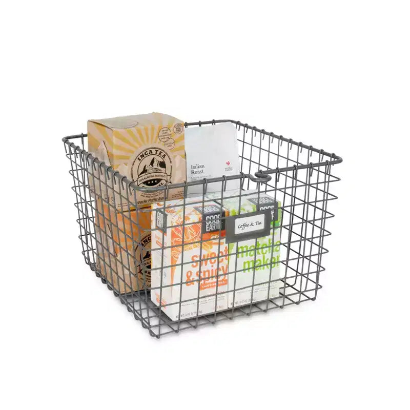 Panier de rangement moyen gris foncé : Armoire utilitaire en métal, Organisateur universel portable, 40,6 x 28,2 x 31,1 cm
