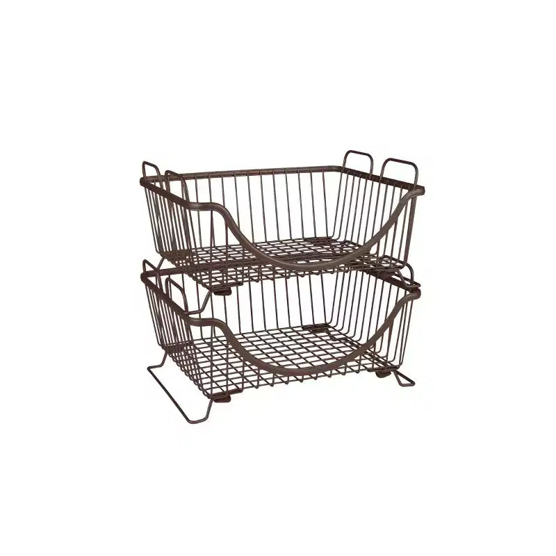 Spectrum Diversified Ashley Stacking Basket Tray Silver: Portable Metal Storage & Organization, Universal Utility Cabinet