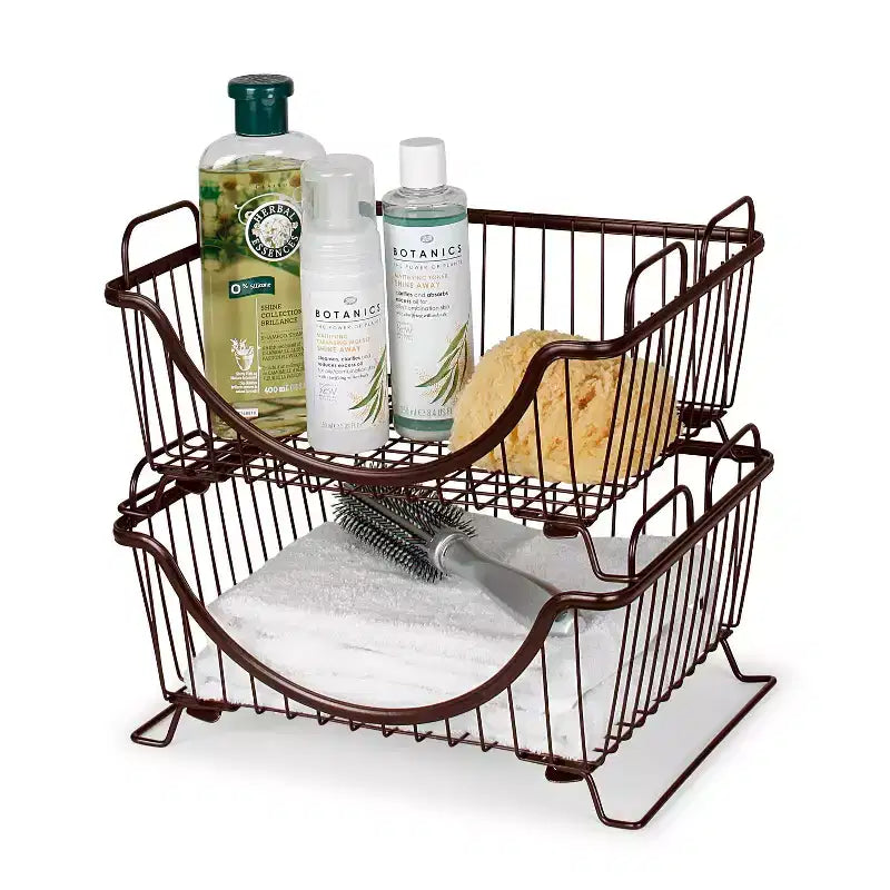 Plateau de rangement empilable argent : Rangement et organisation portables en métal, Armoire de rangement universelle
