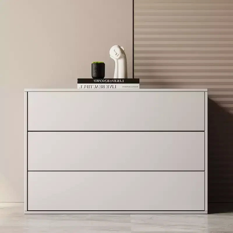 Meuble de rangement empilable de 80 cm, design moderne, convient pour le salon et la chambre à coucher, blanc ivoire