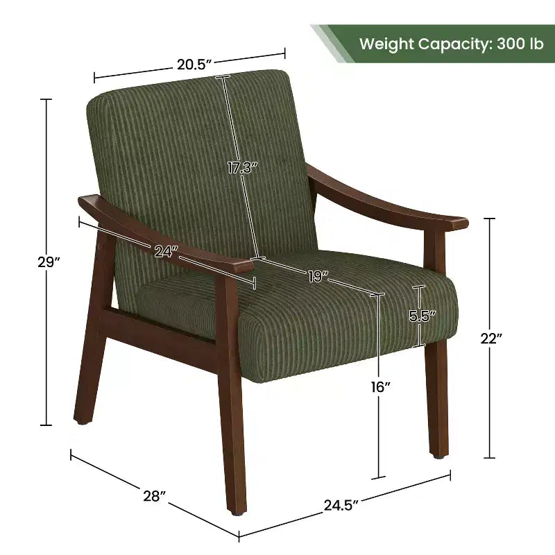 Fauteuil en velours côtelé du milieu du siècle pour salon, chambre à coucher