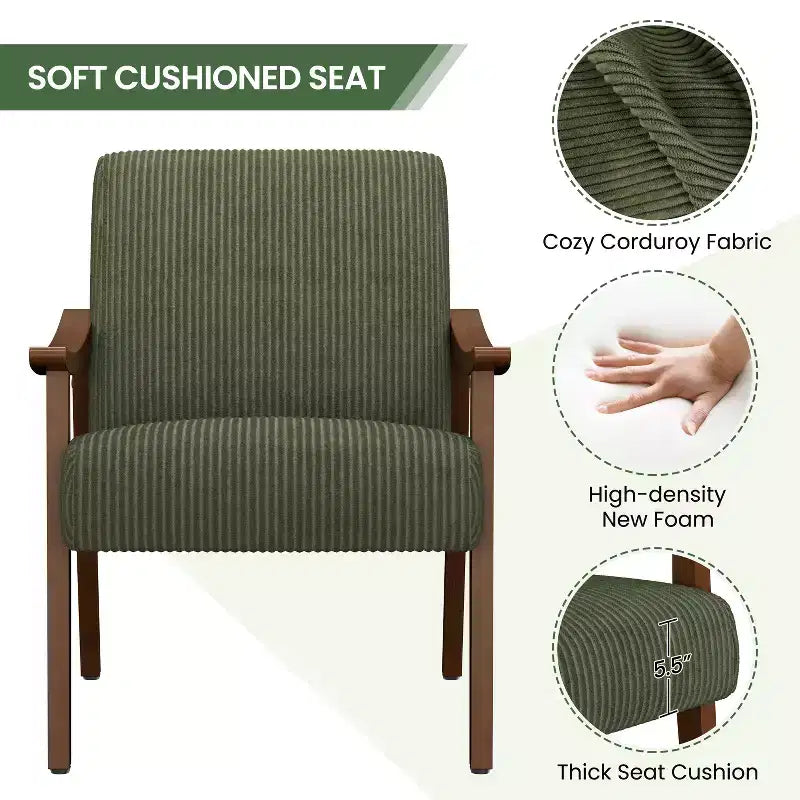 Fauteuil en velours côtelé du milieu du siècle pour salon, chambre à coucher