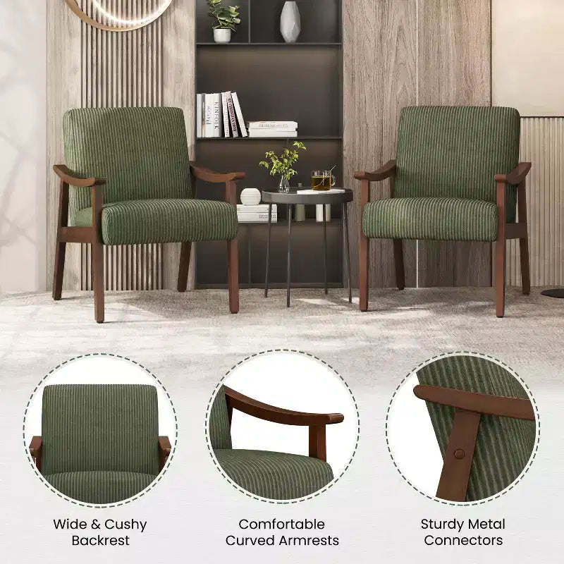 Fauteuil en velours côtelé du milieu du siècle pour salon, chambre à coucher
