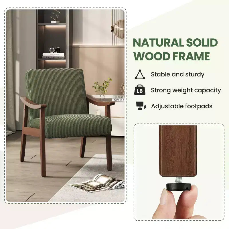 Fauteuil en velours côtelé du milieu du siècle pour salon, chambre à coucher