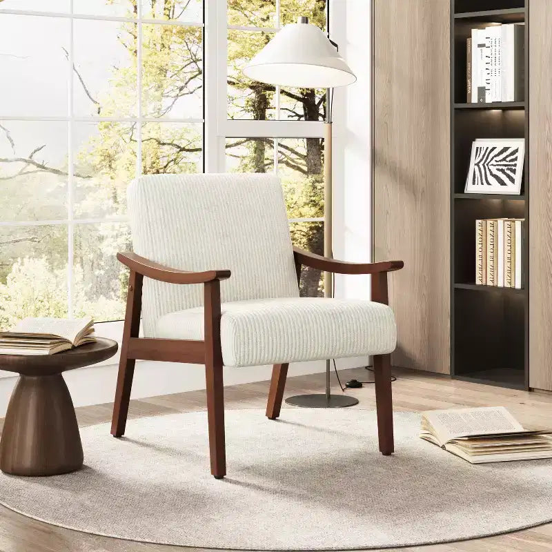 Fauteuil en velours côtelé du milieu du siècle pour salon, chambre à coucher