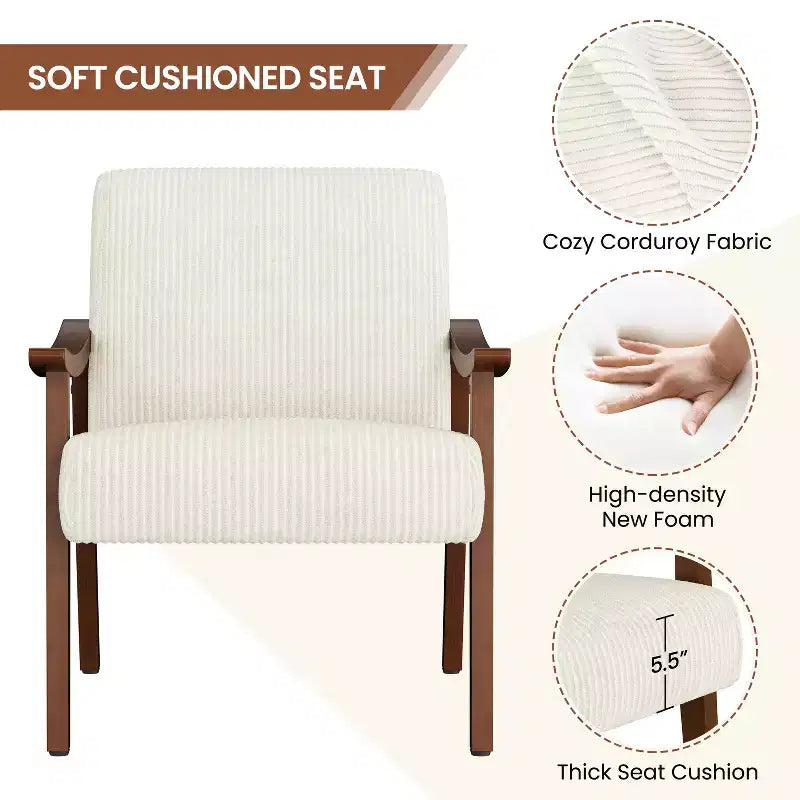 Fauteuil en velours côtelé du milieu du siècle pour salon, chambre à coucher