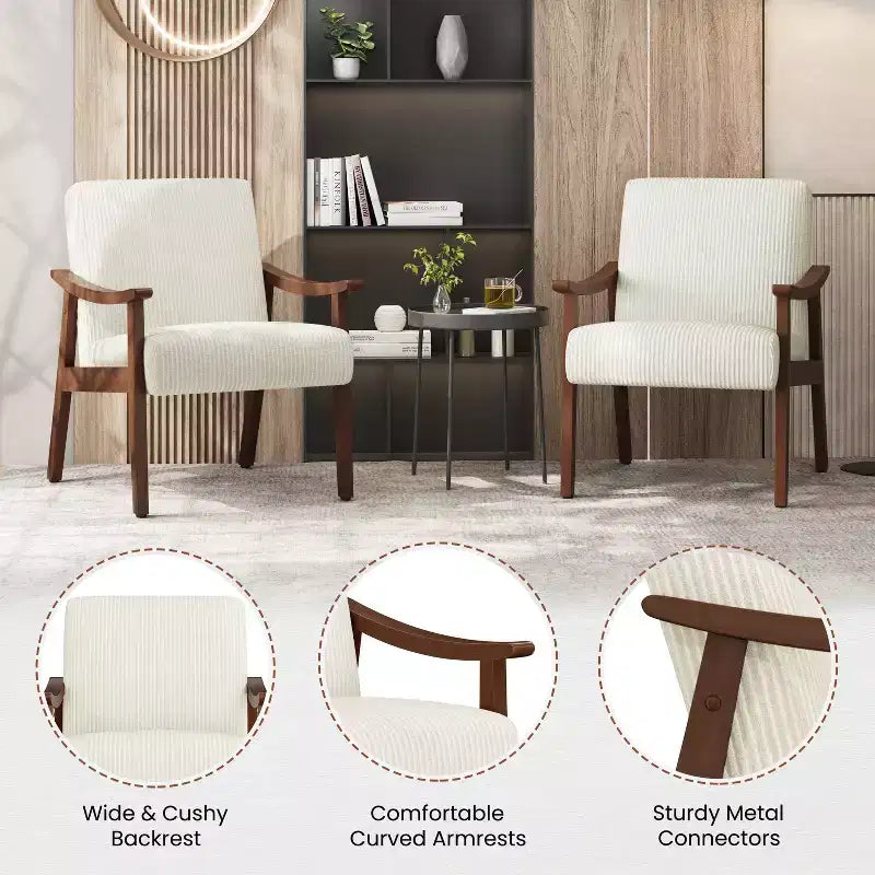 Fauteuil en velours côtelé du milieu du siècle pour salon, chambre à coucher
