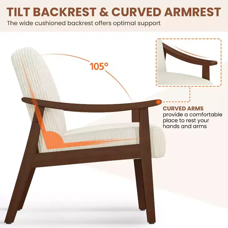 Fauteuil en velours côtelé du milieu du siècle pour salon, chambre à coucher