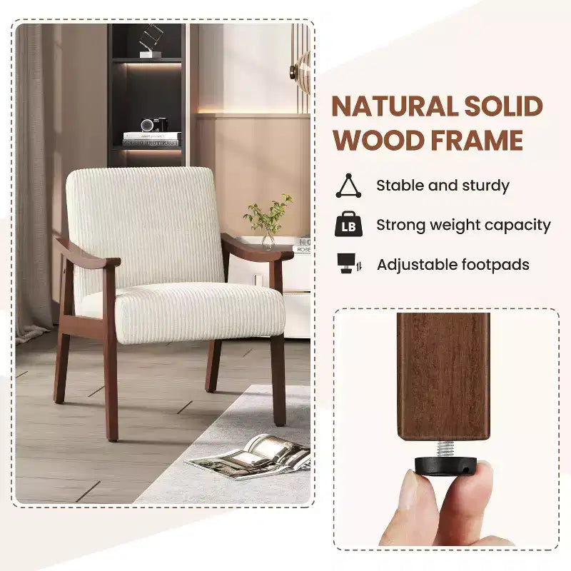 Fauteuil en velours côtelé du milieu du siècle pour salon, chambre à coucher