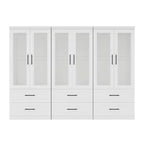 Keloyid White Wood 94.5 in. Armoire with 6 Drawers and 6 Doors