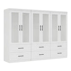 Armoire blanche en bois de 240 cm avec 6 tiroirs et 6 portes