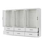 Armoire blanche en bois de 240 cm avec 6 tiroirs et 6 portes