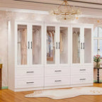 Armoire blanche en bois de 240 cm avec 6 tiroirs et 6 portes