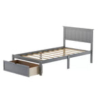 Lit plateforme double en bois avec tiroir de rangement