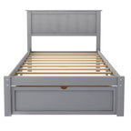 Lit plateforme double en bois avec tiroir de rangement