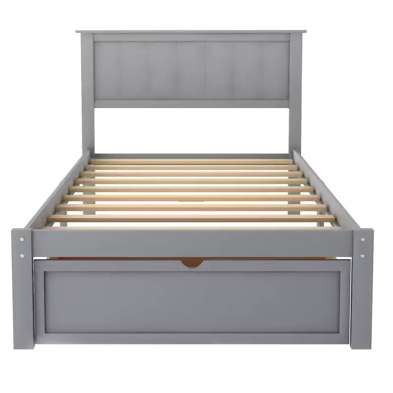 Lit plateforme double en bois avec tiroir de rangement