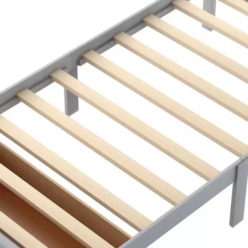 Lit plateforme double en bois avec tiroir de rangement