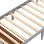 Lit plateforme double en bois avec tiroir de rangement