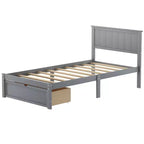 Lit plateforme double en bois avec tiroir de rangement