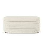 Banc de rangement ottoman ovale moderne de 109 cm de large, capitonné, avec charnière de sécurité, pour le pied de lit