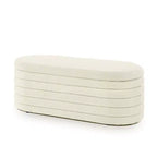 Banc de rangement ottoman ovale moderne de 109 cm de large, capitonné, avec charnière de sécurité, pour le pied de lit