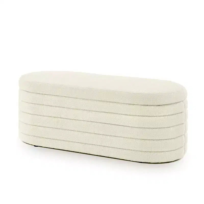 Banc de rangement ottoman ovale moderne de 109 cm de large, capitonné, avec charnière de sécurité, pour le pied de lit