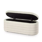Banc de rangement ottoman ovale moderne de 109 cm de large, capitonné, avec charnière de sécurité, pour le pied de lit