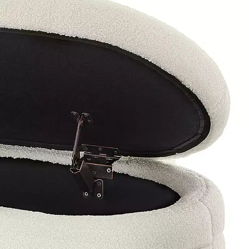 Banc de rangement ottoman ovale moderne de 109 cm de large, capitonné, avec charnière de sécurité, pour le pied de lit