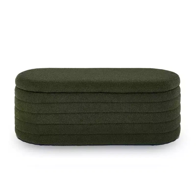 Banc de rangement ottoman ovale moderne de 109 cm de large, capitonné, avec charnière de sécurité, pour le pied de lit