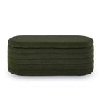 Banc de rangement ottoman ovale moderne de 109 cm de large, capitonné, avec charnière de sécurité, pour le pied de lit