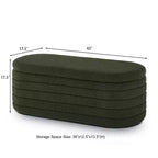 Banc de rangement ottoman ovale moderne de 109 cm de large, capitonné, avec charnière de sécurité, pour le pied de lit