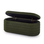 Banc de rangement ottoman ovale moderne de 109 cm de large, capitonné, avec charnière de sécurité, pour le pied de lit