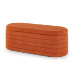 Banc de rangement ottoman ovale moderne de 109 cm de large, capitonné, avec charnière de sécurité, pour le pied de lit