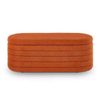 Banc de rangement ottoman ovale moderne de 109 cm de large, capitonné, avec charnière de sécurité, pour le pied de lit