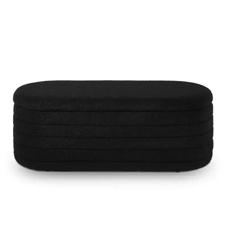 Banc de rangement ottoman ovale moderne de 109 cm de large, capitonné, avec charnière de sécurité, pour le pied de lit
