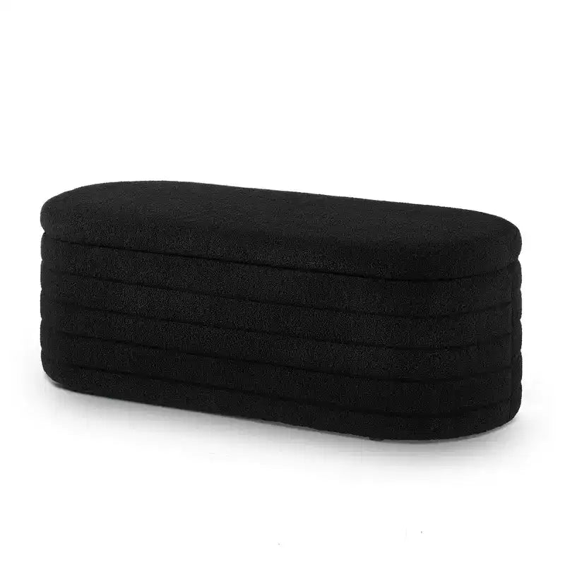 Banc de rangement ottoman ovale moderne de 109 cm de large, capitonné, avec charnière de sécurité, pour le pied de lit