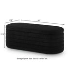 Banc de rangement ottoman ovale moderne de 109 cm de large, capitonné, avec charnière de sécurité, pour le pied de lit