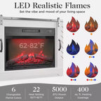 Meuble TV de cheminée pour 65''+, meuble de divertissement style ferme avec cheminée électrique de 23" avec télécommande et porte coulissante
