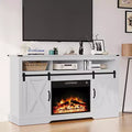 Heynemo Fireplace TV Stand for 65''+, Farmhouse Entertainment Center with 23 Electric Fireplace with Remote and Sliding Bar Door