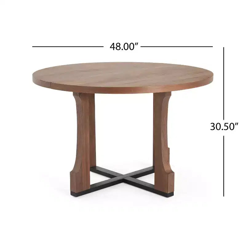 Table à manger ronde rustique avec piétement croisé 48 po