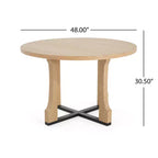 Table à manger ronde rustique avec piétement croisé 48 po