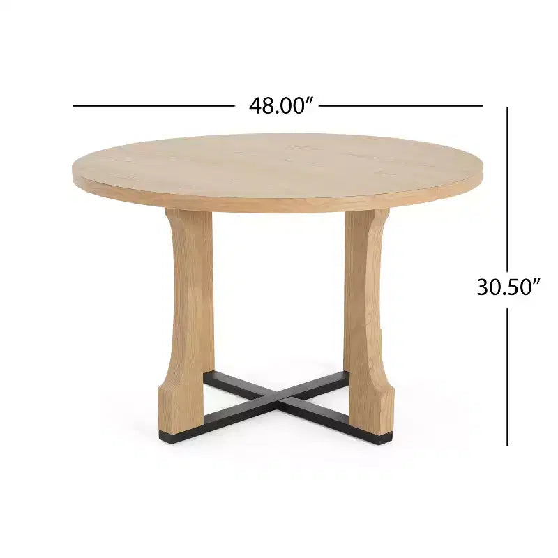 Table à manger ronde rustique avec piétement croisé 48 po