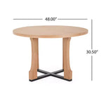 Table à manger ronde rustique avec piétement croisé 48 po