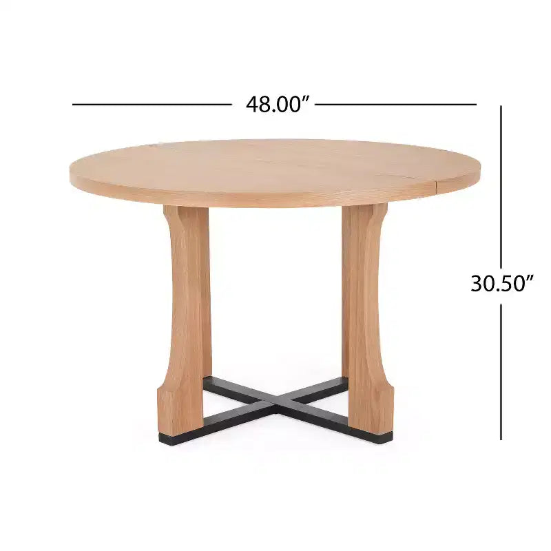 Table à manger ronde rustique avec piétement croisé 48 po