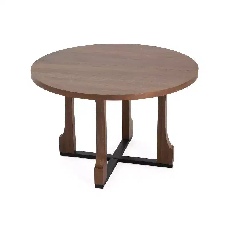 Table à manger ronde rustique avec piétement croisé 48 po