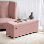 Banc de rangement ottoman, Coffre de rangement avec couvercle, 38 x 76 x 38,5 cm, Repose-pieds, 77 L, pour Chambre, Salon