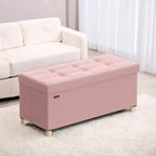 Banc de rangement ottoman, Coffre de rangement avec couvercle, 38 x 76 x 38,5 cm, Repose-pieds, 77 L, pour Chambre, Salon