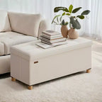 Banc de rangement ottoman, Coffre de rangement avec couvercle, 38 x 76 x 38,5 cm, Repose-pieds, 77 L, pour Chambre, Salon