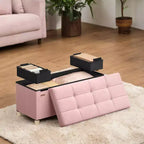 Banc de rangement ottoman, Coffre de rangement avec couvercle, 38 x 76 x 38,5 cm, Repose-pieds, 77 L, pour Chambre, Salon