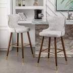 Lot de 2 tabourets de bar capitonnés en similicuir avec clous décoratifs, style Mid-Century Modern, blancs